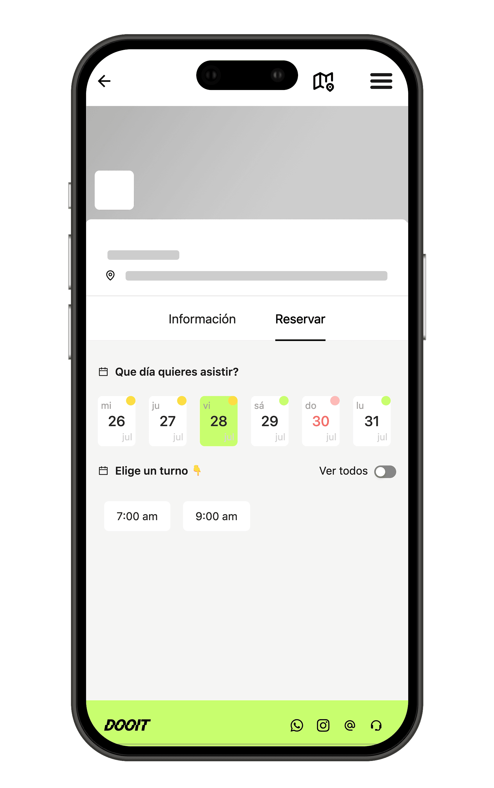 Dooit app customer Booking example